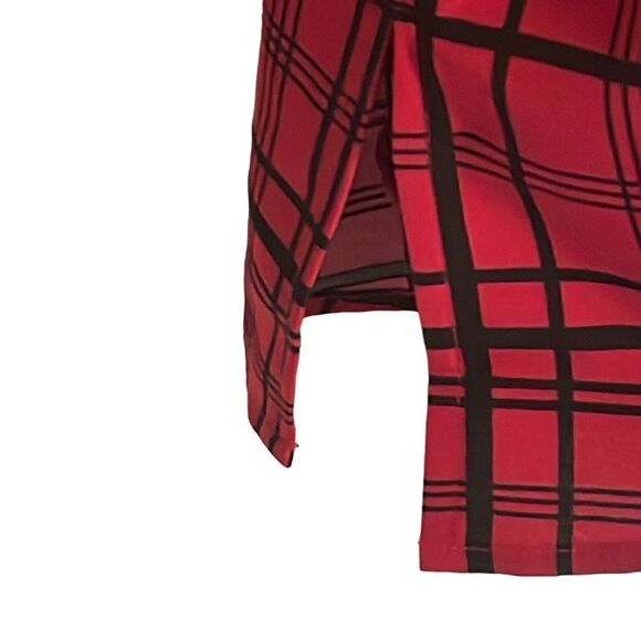 Susan Graver red plaid button up tunic with two on seam pockets size XL Petite - Picture 7 of 12
